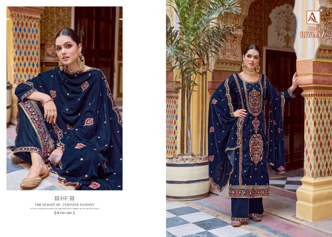 Riwaaz By Alok Heavy Velvet Wedding Salwar Suits Catalog
